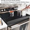 Stainless Steel Gas Stove Top Cover, Noodle Board Cooktop Cover, Kitchen Organizer for Gas and Electric Stove Range Expanding Kitchen Space, Large Size 36"x 23.6"x3", Black
