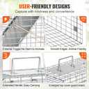 VEVOR Live Animal Cage Trap, 31" x 10" x 12" Humane Cat Trap Galvanized Iron, Folding Animal Trap with Handle for Rabbits, Stray Cats, Squirrels, Raccoons, Groundhogs and Opossums