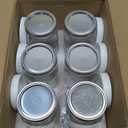 Jumterlee 6 Pack 32 oz Mason Jars, Wide Mouth Mason Jars with Lids and Bands and 6 White Plastic Mason Jar Lids, Canning Jars for Overnight Oats, Food Storage, Dry Food, Snacks, Candies and More (Clear)