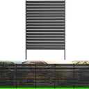 1 Panel No-Dig Metal Privacy Fence Screen, 60" H 48" W Outdoor Air Conditioner Fence, Rustproof AC Unit Cover to Hide Trash Bins, Pool Equipment Enclosure, Decorative Garden, Patio & Backyard, Black