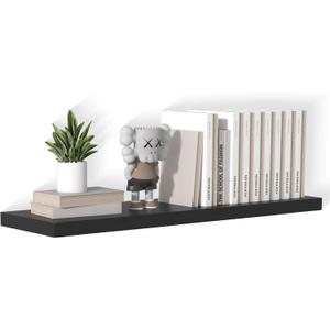 40 Inch Floating Shelf 1 Pack Large Floating Shelves for Wall No Drilling Accessories Included Deep Wall Shelves for Living Room Kitchen Farmhouse 40" W x 12" D x 1.2" Black
