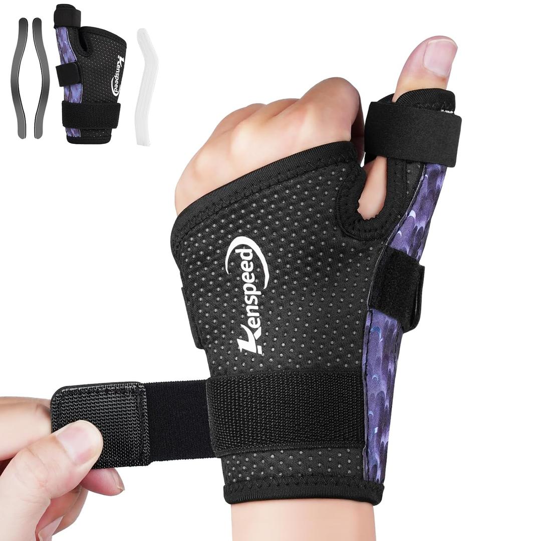 Wrist & Thumb Brace Carpal Tunnel Wrist Brace Night Support Thumb Stabilizer, Spica Thumb Splint Right Hand & Left Hand for Dequervain's Tenosynovitis, Tendonitis, Arthritis (Purple-Left, M)