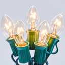 Brightown C7 Christmas Lights Outdoor 25 Feet Warm White Christmas Lights String Green Wire for Room Roofline House Garden Patio Backyard Cafe Party Xmas Home Decorations, 25 Clear Bulbs