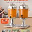 VEVOR Beverage Dispenser, 2.1 Gallon x 2 Drink Dispenser for Parties, Stainless Steel + Plastic Juice Dispensers with Spigot Ice Chamber Tray, Iced Tea Lemonade Dispensers, for Restaurants, Hotels
