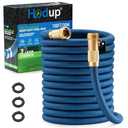 Garden Hose 100 FT, Premium Metal Stainless Steel Heavy Duty Kink-free Flexible Water Hose with Sturdy Lasting Fabric Skin and Solid Brass Fitting for Yard Watering and Car Washing (Blue, 100 ft)