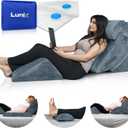 Lunix LX5 4-Piece Support for Shoulder & Upper Body Rest, Orthopedic Bed Wedge Pillow Set, Elevated Memory Foam for Post-Op Recovery & Sleep Comfort, Stone Navy, 4pcs Stone Navy