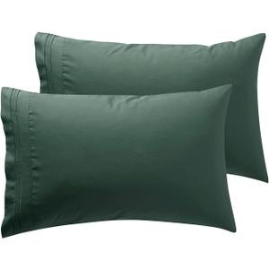 Nestl Forest Green King Pillow Cases - Soft King Size, 1800 Brushed Microfiber, Envelope Closure, 20x40 Inches