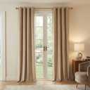 NICETOWN Beige Velvet Curtains 96 inches Long - Room Darkening Soundproof Window Treatment for Nursey, Grommet Top Drapes for Living Room (1 Pair, W52xL96 inches)