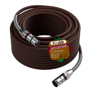 Kxable XLR Microphone Cable 200 FT, XLR Male to Female Balanced Mic Cable, 3-Pin Shielded Speaker Cord, Zinc Alloy Connectors, 22AWG Pure Copper, Metal Spring SR, Recording Studio, Podcast, Brown