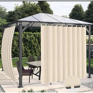OutdoorLines Waterproof Outdoor Curtains for Patio - Windproof Tab Top Gazebo Curtain Panels - Privacy Sun Blocking Outside Curtain Set for Porch, Pergola and Cabana 110 x 84 inch, Beige, 2 Panels
