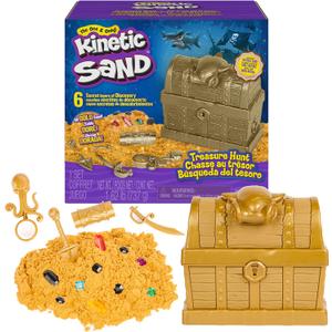 Kinetic Sand, Treasure Hunt with 14 Surprise Reveals & 1.62lbs Rare Shimmer Gold Play Sand, Sensory Toys, Holiday Gifts & Stocking Stuffers for Kids Ages 3 and up