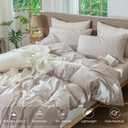 MooMee Striped Duvet Cover Set 100% Washed Cotton Linen Like Textured Breathable Durable Soft Comfy (Orange Pinstripes, Super King 108"x98")