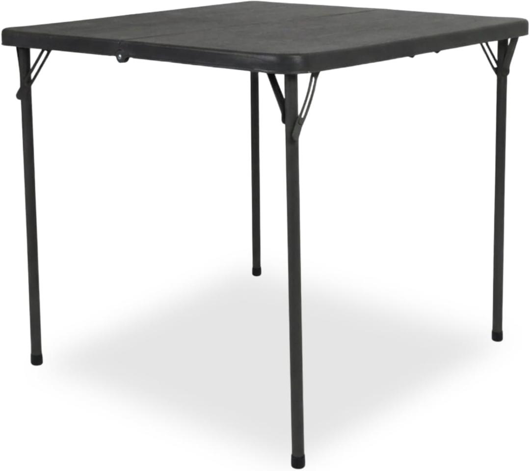 34" Square Folding Table for 4 Person, 330lbs Weight Capacity Foldable Table with HDPE Tabletop & Heavy-Duty Steel Legs, Large Portable Picnic Table for Indoor Outdoor Parties, Camping, Grey, 34" x 34" x 28.54"