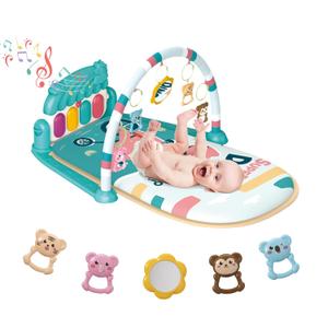 Dearlomum Baby Play Mat & Gym, Piano Tummy Time Activity Mat with 5 Sensory Toys, Music & Lights - Boy & Girl Gifts for Newborn to 12 Months (Blue)