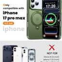 360° Spin Magnetic Stander for iPhone 17 pro max Case [Compatible with Magnetic] [Built-in Kickstand] Mil-Grade Protective, Matte Non-Slip for iPhone 17 pro max Phone Case(Green)