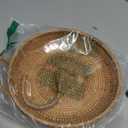 Rattan Round Fruit Basket for Table Wicker Bread Tray with Handle for Serving Food, Crackers, Snacks (11inch D x 1.8inch H) (Natural)