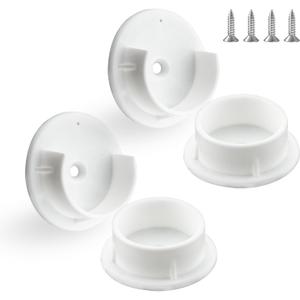 HOME MASTER HARDWARE Plastic Closet Rod Bracket,1-3/8'' Closet Rod Holders, White U-Shaped Open Type Socket Bracket, Shower Curtain Rod Pole End Supports Sockets Flange, 2 Set