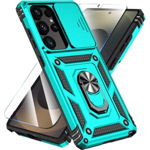 SunStory Phone Case for Samsung Galaxy S25 Ultra Case with HD Screen Protector & Kickstand & Slide Camera Cover,Phone Case for Galaxy S25 Ultra 6.9", Teal