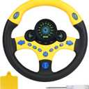 Toy Steering Wheel for Kids with Light and Music,Simulated Driving Toys Gift for Toddlers 3+ (Yellow)