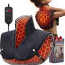 Far Infrared Heating Pad for Neck and Shoulders and Back - 6X Deeper Pain Relief, Graphene 30s Fast Heat, 8 Heat Setting, 16 Timer, Automatic Memory, Weighted Heating Pads Gift for Women&Men (Black)