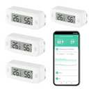 Smart Digital Thermometer Hygrometer, WiFi Indoor Temperature & Humidity Sensor for Home Use, Mini Humidity Monitor with App Remote Monitoring, Data Export, Compatible with Alexa. 4 PCS