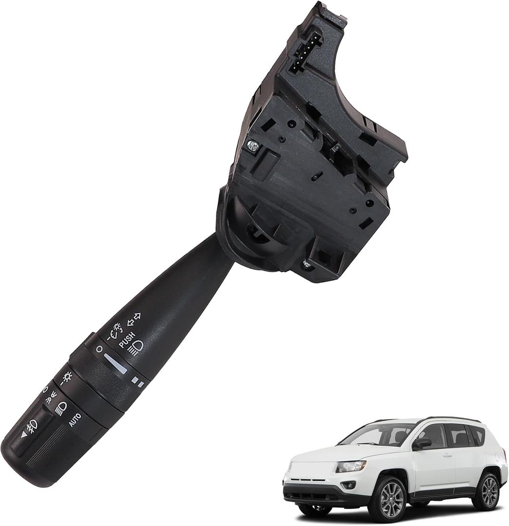 Turn Signal Switch with Automatic Headlights & Fog Light Compatible with 2007-2017 Jeep Compass Patriot Wrangler Liberty Dodge Avenger Journey Nitro Chrysler 200 Sebring Replace 68015101AG