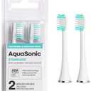 AquaSonic Genuine Standard Replacement Brush Heads | ADA Accepted | for Normal & Sensitive Teeth | Compatible with Many AquaSonic Toothbrush Handles (2 Pack White)
