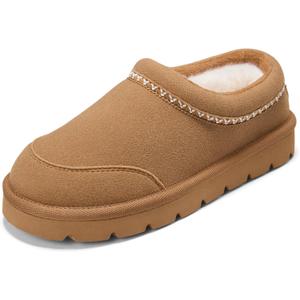 PATPAT Unisex Kids Boys Girls Fuzzy Platform Slippers Ultra Lightweight Warm Cozy House Shoes Fleece Lining Indoor/Outdoor Slippers Slip On Clogs Easy Wear/Off Kids Winter Footwear (Brown)