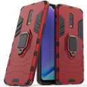 OnePlus 7/6T Case - Metal Ring Grip Kickstand, Shockproof Hard Bumper (Works with Magnetic Car Mount) Dual Layer Rugged Cover (Red)