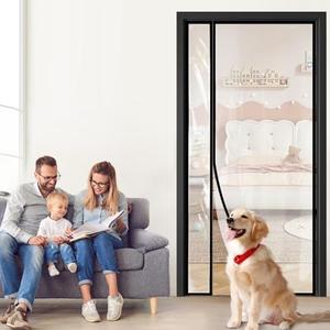 Transparent Insulated Door Curtain, Sunmoxia Reversible Left or Right Side Opening Insulated Door Screen Auto Closer Screen Door for Kitchen, Bedroom, Air Conditioner Room, Fits Door up to 38" x 82"