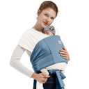 MISSWISDOM Baby Wraps Carrier - Soft Breathable Baby Carrier Newborn 7-35lbs, Adjustable Hands-Free Baby Sling for Newborns to Toddlers, Easy to Wear Newborn Carrier, White+Blue