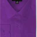 Mens Regular fit Solid Dress Shirts w/Convertible Cuffs (Purple)