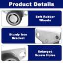 16Pack 1.15 Inch Mini Low Profile Casters, Small Side Mount Caster Wheels Non-Swivel, Rigid Rubber Wheels for Underbed Drawers, Trays, Cabinets, DIY Projects, 35Lbs Capacity Each