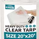 TARPAL 20'x20' Clear White Tarp Heavy Duty Waterproof 12mil with Grommets or Zip Ties for Large Greenhouses for Outdoors Garden,Farm,Chicken Coops (20x20ft-Finished size)