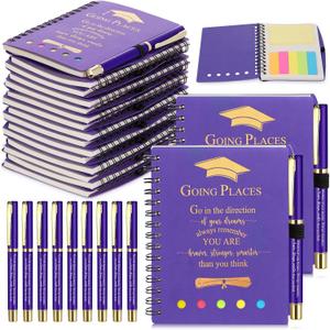 Dinifee 30 Set 2026 Graduation Gift Bulk Inspirational Spiral Journal with Sticky Note Motivational Pen Thank You Notebook Gel Pen Gift for Student Teacher College Graduate Party Favor (Purple)