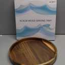 Acacia Wood Round Serving Tray, 13.8" Charcuterie Board with Rim, Decorative Centerpiece for Ottoman, Coffee Table, Couch, Kitchen Island, Round Serving Platter, 1 Pack