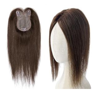 8x11cm Breathable Hair Topper, 12 inches 35g 120% Density Real Human Hair, 3 Non-Slip BB Clips, Wearable on Left, Right & Middle Part, Versatile Styling for Hair Loss & Volume Boost (Brown)