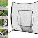 7x7ft Baseball Softball Net with Steel Frame for Batting, Hitting, Pitching, Portable Baseball Batting Net with Carry Bag, Great for All Levels