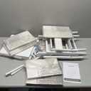 Furnulem 5 Drawer White Dressers for Bedroom 2 Tier Shelf Storage Small Fabric Dresser for Closet Sturdy Metal Frame Modern Style Storage Cabinets Organization Units for Hallway Rooms