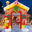 12FT Christmas Inflatables Decorations, Outdoor Gingerbread Arch Giant Blow Up with Built-in LED Lights for Yard Garden Lawn Holiday Decor
