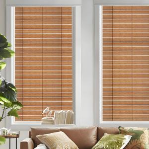 DKTIE Wooden Blinds Pattern Decorative Window Privacy Film, Sun Blocking Heat Control, Static Cling No Glue, with Installation Tools, Stained Glass Window Film (S531, 17.7" x 78.7")