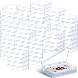 Vicenpal Playing Card Box Clear Plastic Playing Card Deck Case Snap Closed Holder Storage Organizer for Bank Business Trading Poker Gaming(100 Pcs,Raised Snap,3.86 x 2.91 x 0.94 Inch)