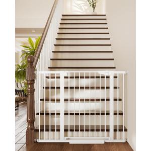 Cumbor 36" Extra Tall Baby Gate for Stairs, 29.7-48" Wide Dog Gates for Doorways, Auto Close Safety Gate for Babies and Pets, Easy Install, Pressure Mounted, Fits Doorways, Stairs, Entryways, White