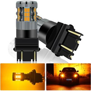 2Pcs 3157 LED Bulb Amber Turn Signal Light, 4157 3057 3157A 3457 4057 T25 P27/7W CANBUS Error Free Anti Hyper Flash Replacement Bulb Super Bright 30-SMD 25W 4000LM