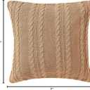 VCNY Home Cable Knit Decorative Throw Pillow, 18” x 18” – Soft Cotton Accent Pillow for Bed, Sofa, or Couch, Taupe