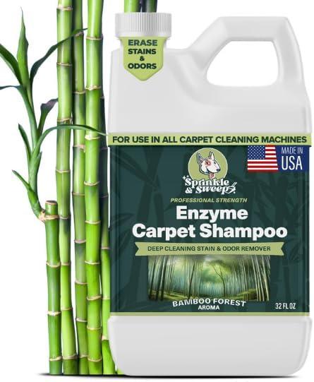 Sprinkle & Sweep Enzyme Carpet Cleaner - Enzyme Carpet Shampoo (32oz) - Carpet Cleaner Solution to Eliminate Tough Stains & Neutralize Odors - Removes Dog, Cat, All Pets Urine- Use with All Machines (32 Fl Oz)