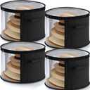 Oversized Clear Hat Storage Box for Women 16.5 x 10.4 Inch Cowboy Hat Storage Box with Lid Hats Bags for Travel Holds up to 7 Caps(Black,4 Pack)