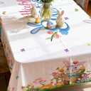 Hexagram Easter Tablecloth Rectangle 60 x 84 Inch, Easter Table Cloth Bunny Eggs Truck Tablecloths for Party Home Dinner Decor