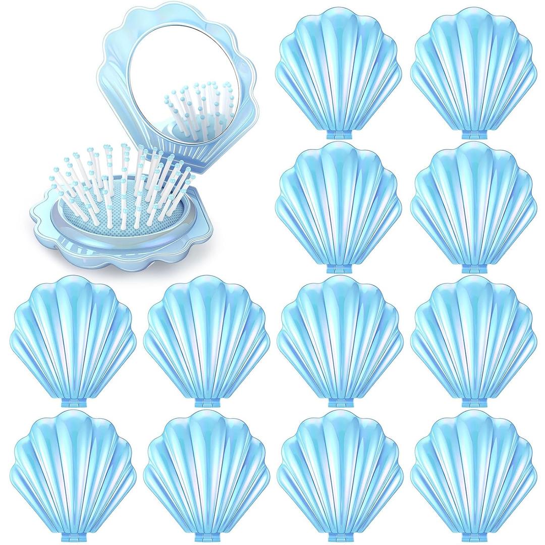 Meanplan 12 Pcs Mermaid Party Favor Foldable Shell Hair Brush with Mirror Mini Travel Pocket Compact Hair Brush Makeup Comb for Women Girls Hairstyles Gift Birthday Party Supplies(Blue) Meanplan 12 Pcs Mermaid Party Favor Foldable Shell Hair Brush with Mirror Mini Travel Pocket Compact Hair Brush Makeup Comb for Women Girls Hairstyles Gift Birthday Party Supplies(Blue)