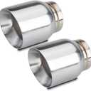LCGP 3" Inlet Universal Exhaust Tip Pack of 2, 4" Outlet - 5" Long, Stainless Steel Double Wall Angle Cut